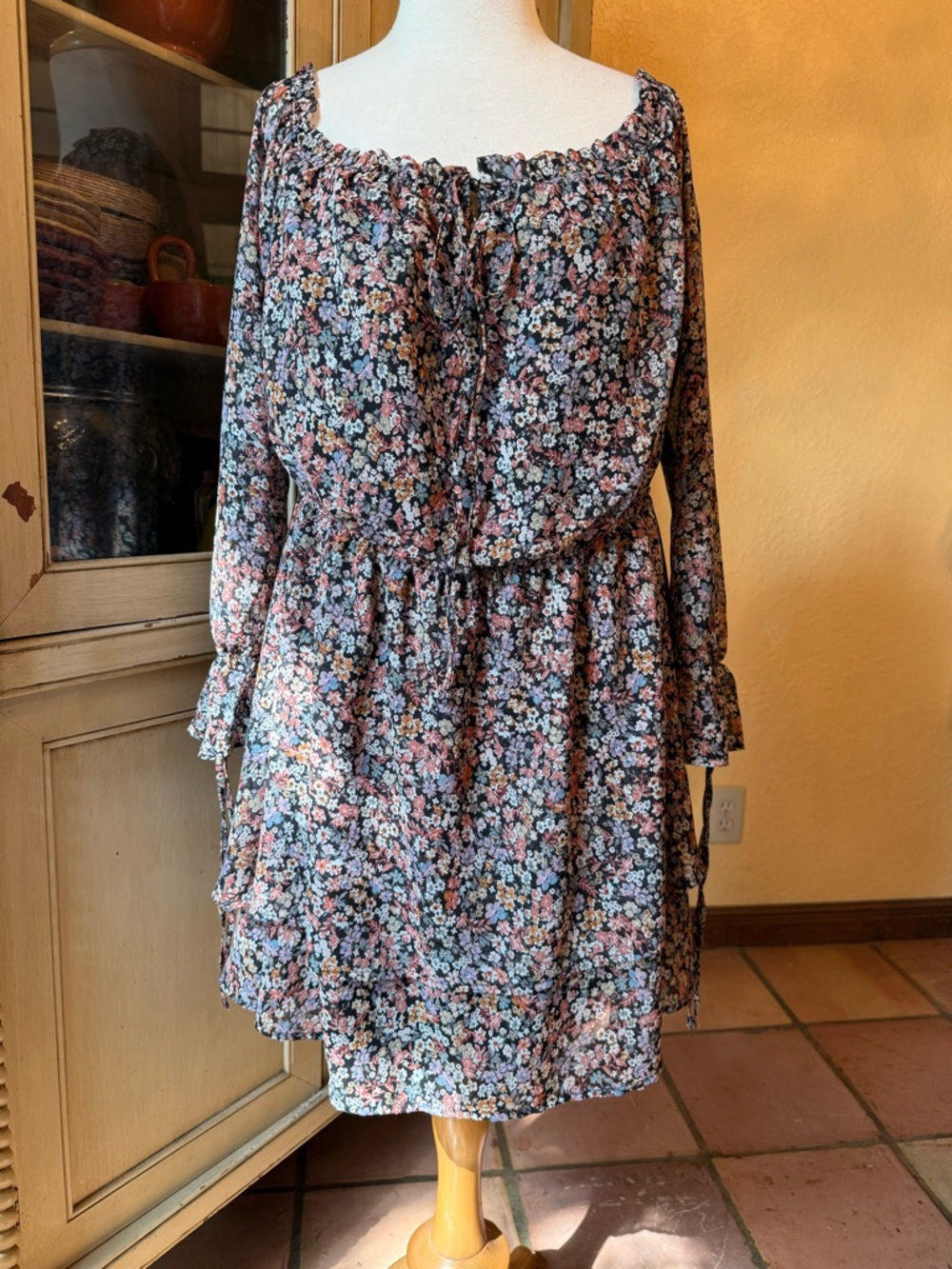 Polly and Ester Off-Shoulder Smock Waist Dress -